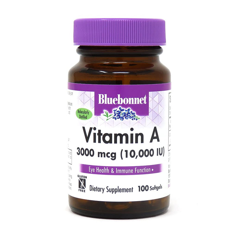 [Australia] - Bluebonnet Nutrition Vitamin A 10,000 IU from Deep Sea, Cold Water, Fish Oil - For Eye Health & Immune Function* - Gluten Free - Dairy Free - Molecularly Distilled - 100 Softgels - 100 Servings 