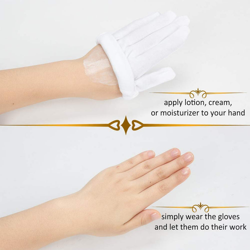 [Australia] - TEEROVA 2 Pairs Premium Cotton Cosmetic Moisturizing Natural Therapy Gloves for Dry Hands Healing and Beauty (White) 