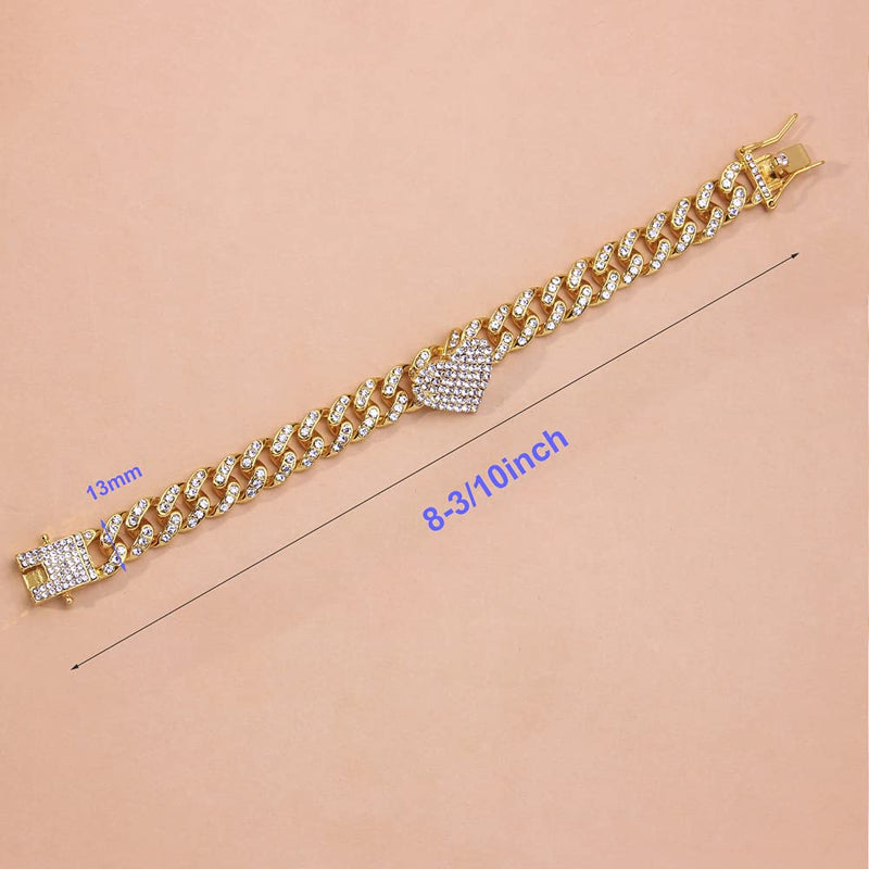 [Australia] - StoneFans Heart Anklet Bracelet for Women Men Boy Girls, Shiny Rhinestone Iced Out Cuban Link Ankle Foot Jewelry Hip Hop Party Gifts 