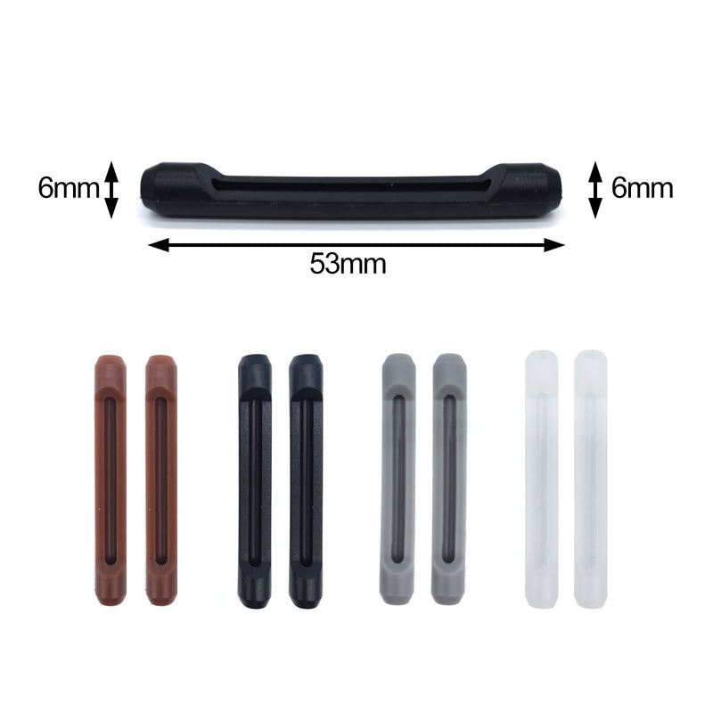[Australia] - 4 Pairs Eyeglasses Temple Tips Sleeve Retainer, Soft Silicone Anti-Slip Elastic Comfort Glasses Retainers for Sunglasses and Glasses Eyewear (Black,Clear,Grey,Brown) 