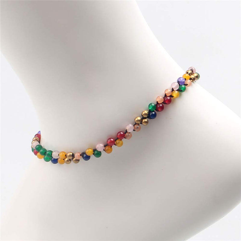 [Australia] - kelistom Bohemian Ankle Bracelets for Women Teen Girls, Handmade Natural Stone Beaded Chain Anklet color-beaded 