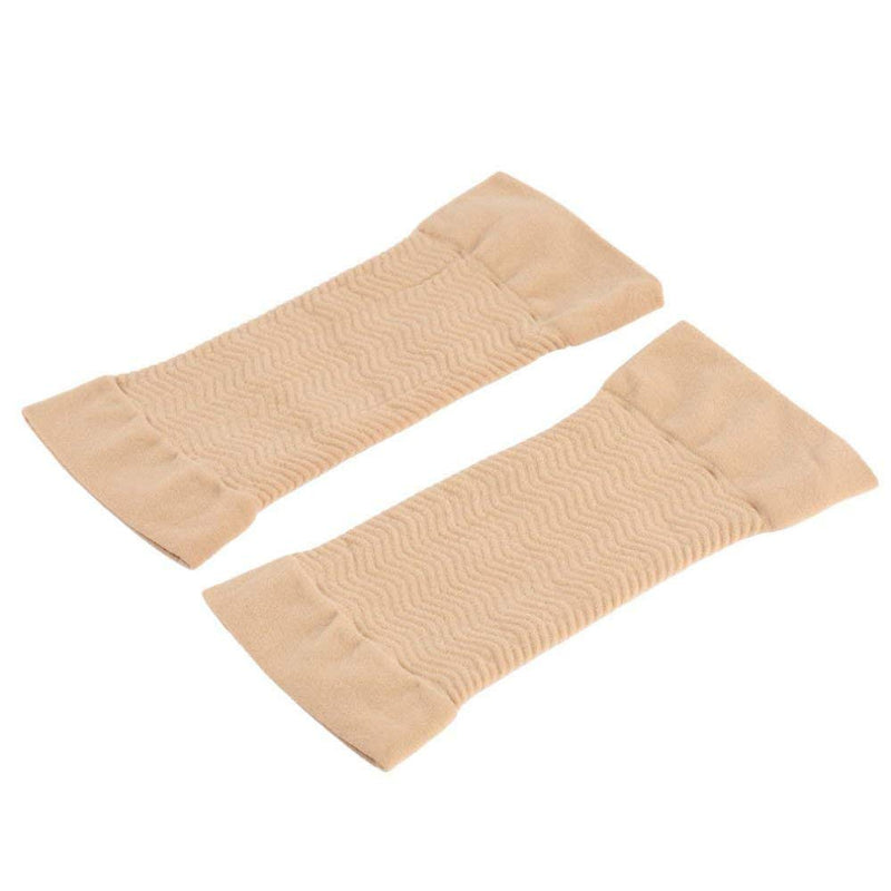 [Australia] - 2 Pair Elastic Compression Arm Sleeves Women Weight Loss Calories Slimming Arm Shaper Massager Arm Belt Slimming Compression Arm Shaper Helps Shape Upper Arms Sleeve for Sport Fitness, Black + Nude 