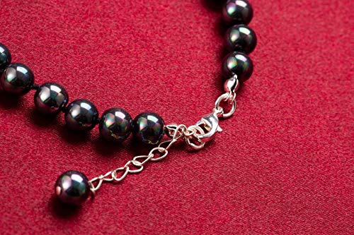 [Australia] - Rakumi Sterling Silver 8mm Black Seashell Pearl Necklace Bracelet and Earrings Set 