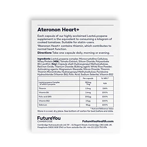 [Australia] - Ateronon Heart+ The Original Tomato Pill with Lycopene Supplement - Patented 350mg LactoLycopene Easy-to-Absorb Formulation - 28 Day Supply - Developed by FutureYou Cambridge, UK 