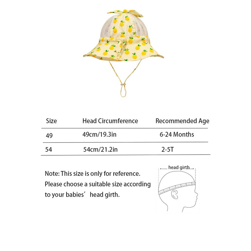 [Australia] - Baby Sun Hat, Toddler Kid Boys Girls Adjustable Mesh Bucket Hat UPF 50+ Sun Protection Wide Brim Beach Cap 6-24 Months 