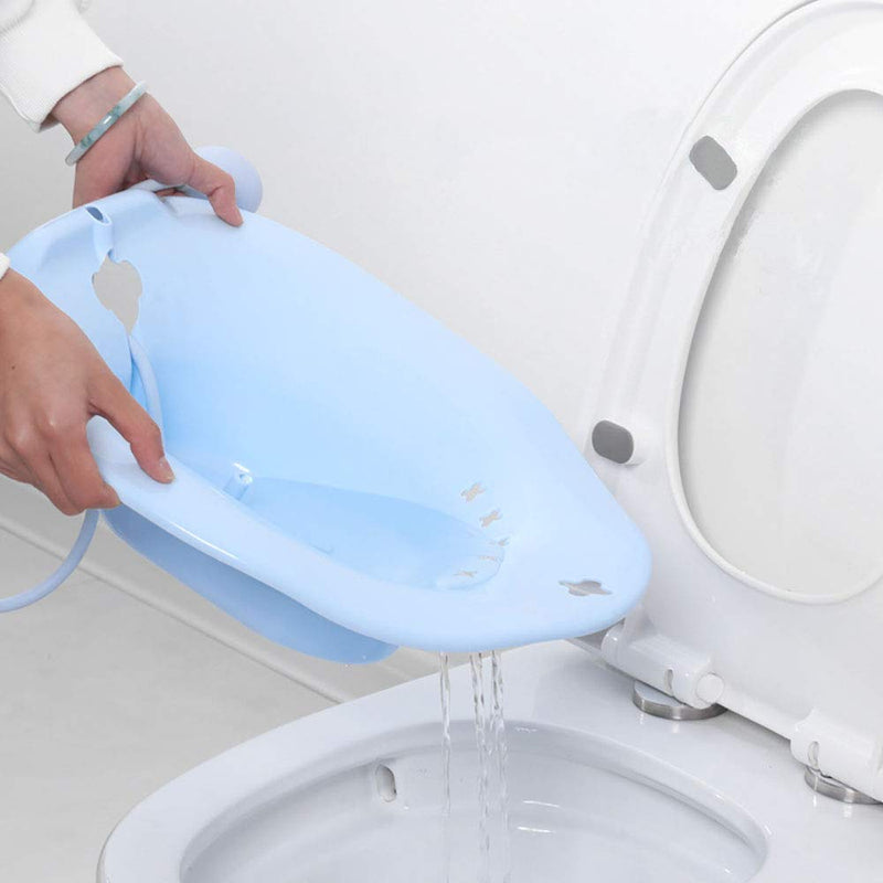 [Australia] - Sitz Bath for Toilet Hemorrhoids - MissZM, for Postpartum Pregnant-Women or Hemorrhoids, Non-Foldable Hangable Storage Large-Capacity Private Care Washing Anti-Overflow Toilet Seat(Blue with Flusher) Blue With Flusher 