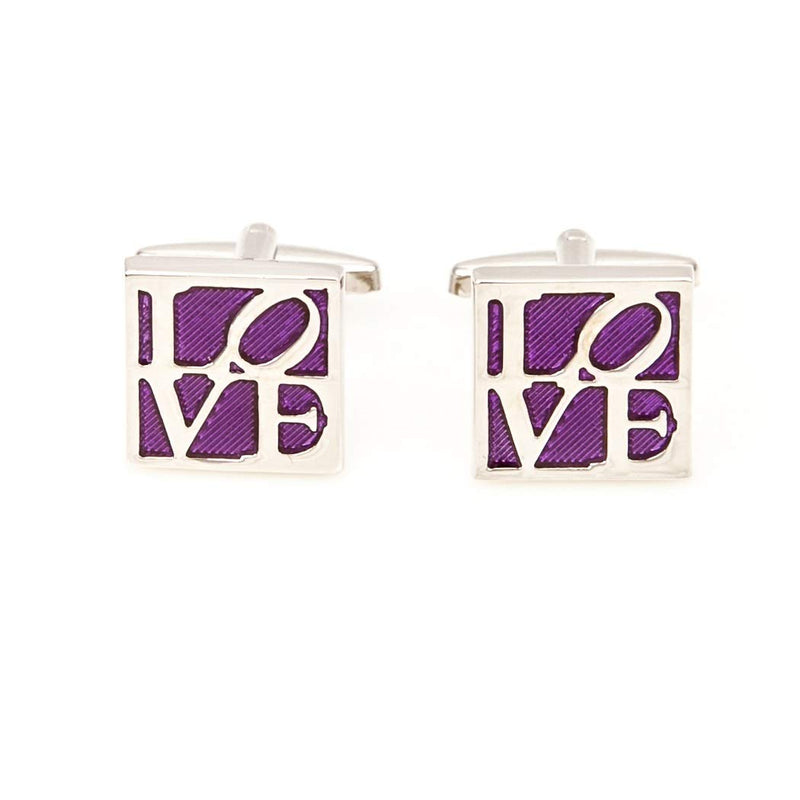 [Australia] - MRCUFF Love Purple Wedding Engagement Valentines Day Pair Cufflinks in a Presentation Gift Box & Polishing Cloth 