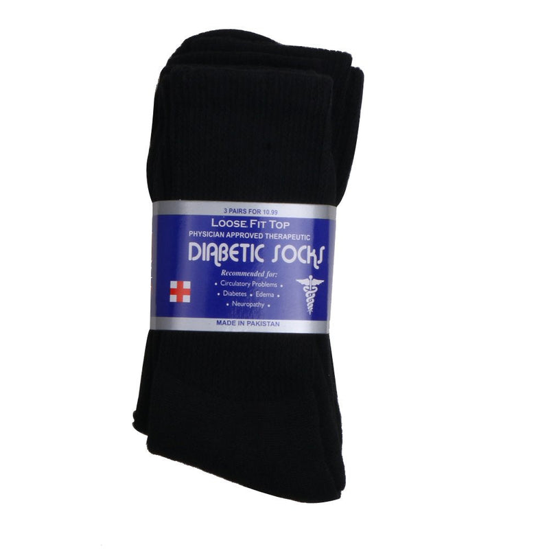 [Australia] - Lot 6 Pairs Women's Circulatory Diabetic Non-Binding Cotton Crew Socks Size 9-11 Black (6-pairs) 