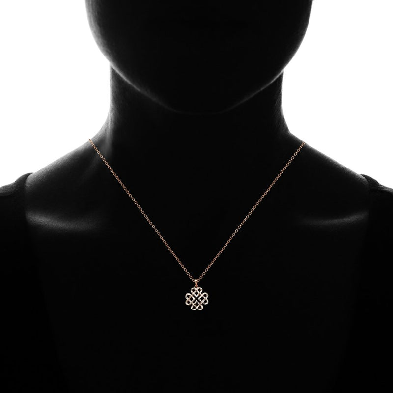 [Australia] - Sterling Silver Diamond-cut Irish Celtic Heart Love Knot Necklace Rose Gold Flashed 