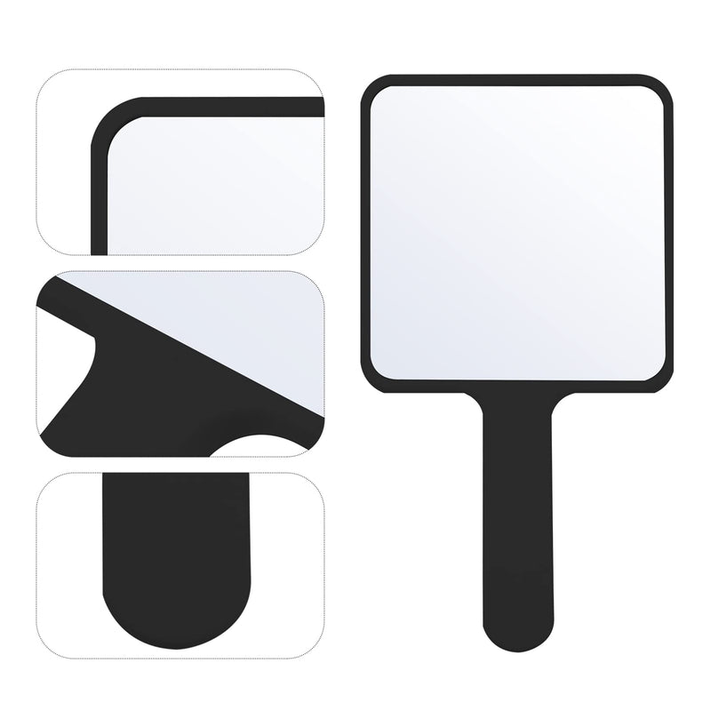 [Australia] - SOLUSTRE Hand Mirror Square Makeup Mirror Handheld Cosmetic Mirror Salon Hairdressing Mirror with Handle, Black 