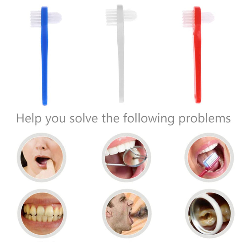 [Australia] - Healeved Denture Brush Dual Head 3pcs Small Hard Denture Cleaner Toothbrush False Teeth Cleaning Brush for Denture Care 