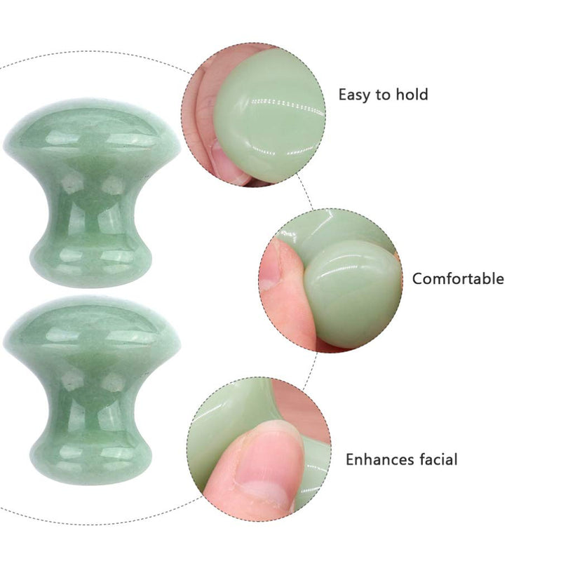 [Australia] - SOLUSTRE Scraping Massage Tool Jade Chakra Healing Relaxing Stone Mushroom Shape Guasha Facial Massager Good for Eye Face Neck Skin Body Beauty Spa (2Pcs, Green) 