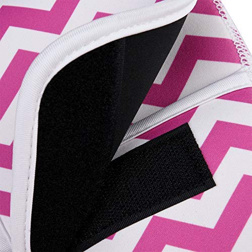 [Australia] - Bluecell Hot Pink Color Chevron Water-resistant Neoprene Curling Iron Holder Flat Iron Curling Wand Travel Cover Case Bag Pouch 15 x 5 Inches 