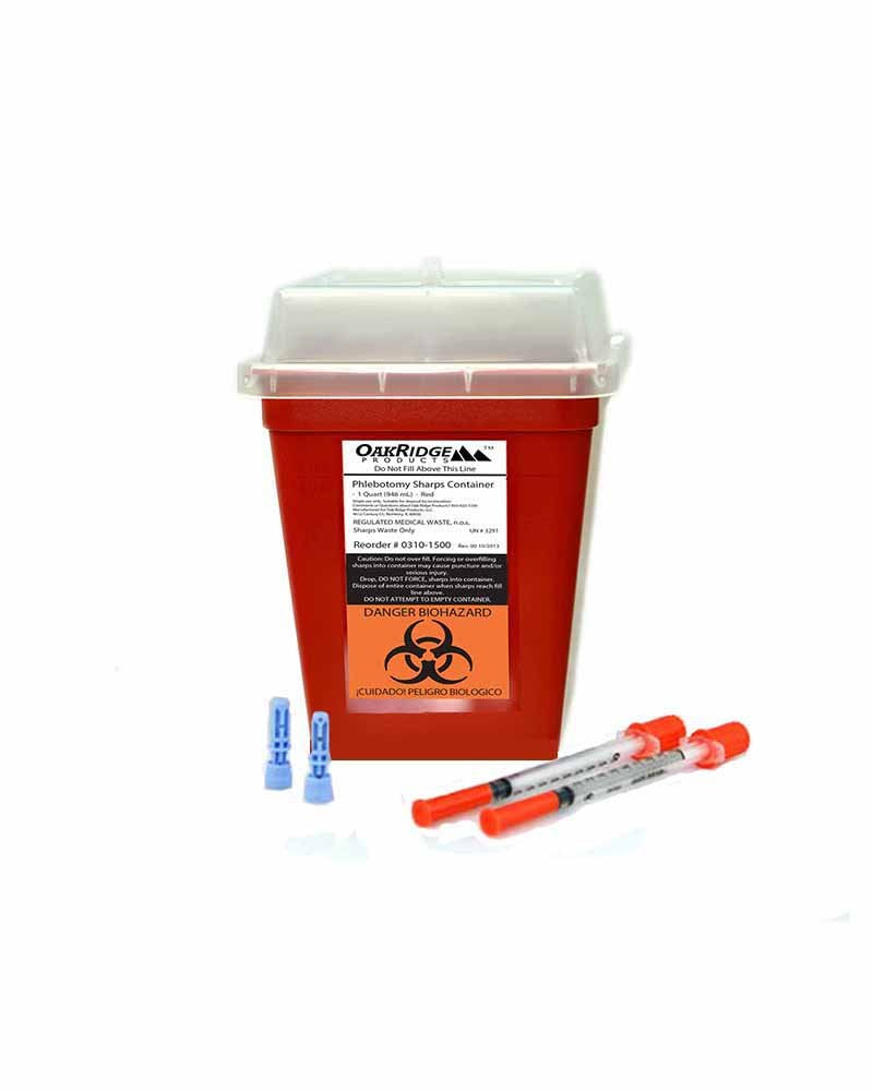 [Australia] - OakRidge Products 1 Quart Size (Pack of 5) Needle and Syringe Disposal Container 