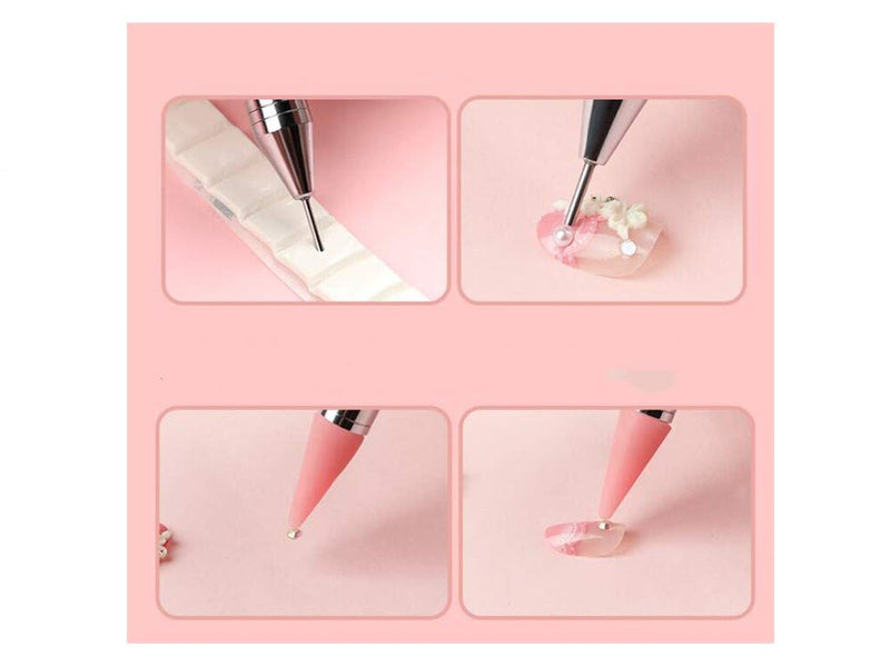 [Australia] - Aoshang Nail Rhinestone Picker Dotting Pen，Dual-ended Rhinestone Gems Crystals Studs Picker Wax Pen for Nail Art DIY Decoration （Pink） 