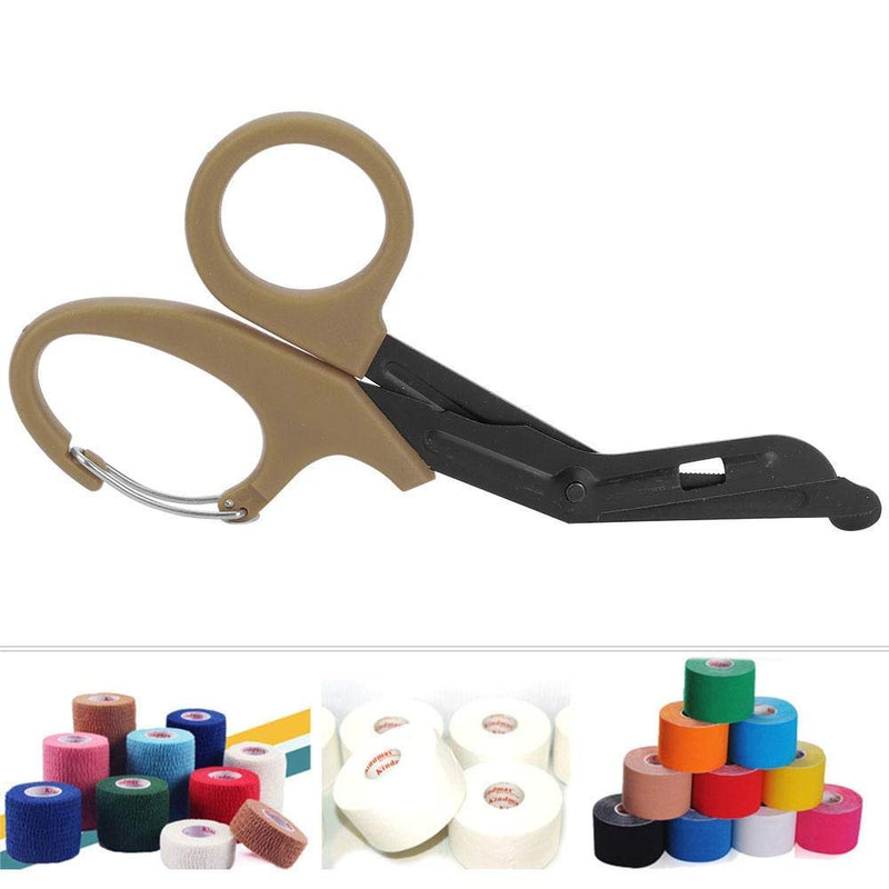 [Australia] - Titanium Bandage Shears Scissors 19cm , EMT and Trauma Shears, Bent Stealth Black Coated for Nurses, Students, Emergency Room (Brown) Brown 