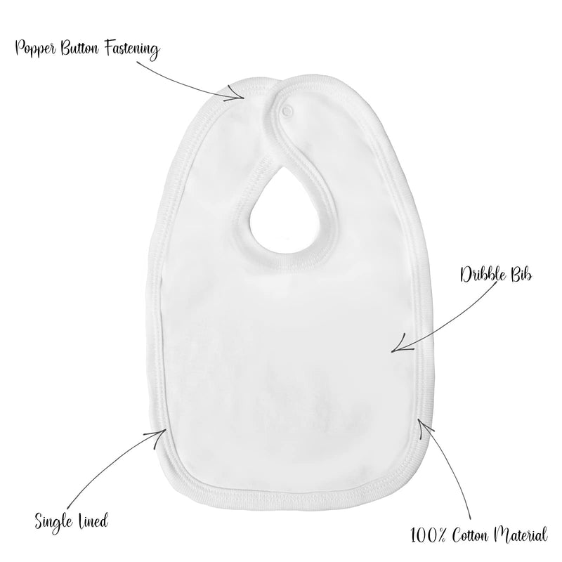 [Australia] - Baby Premium Cotton Bibs, Dribble Bibs, British Made for Boys or Girls, 3 Pack White 3 Count (Pack of 1) 