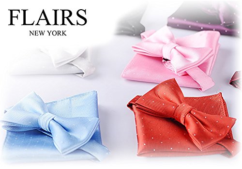 [Australia] - Flairs New York Gentleman's Essentials Neck Tie, Bow Tie and Pocket Square Matching Set Regular Bow Tie & Pocket Square Set Champagne Gold [Glitter Dot Print] 