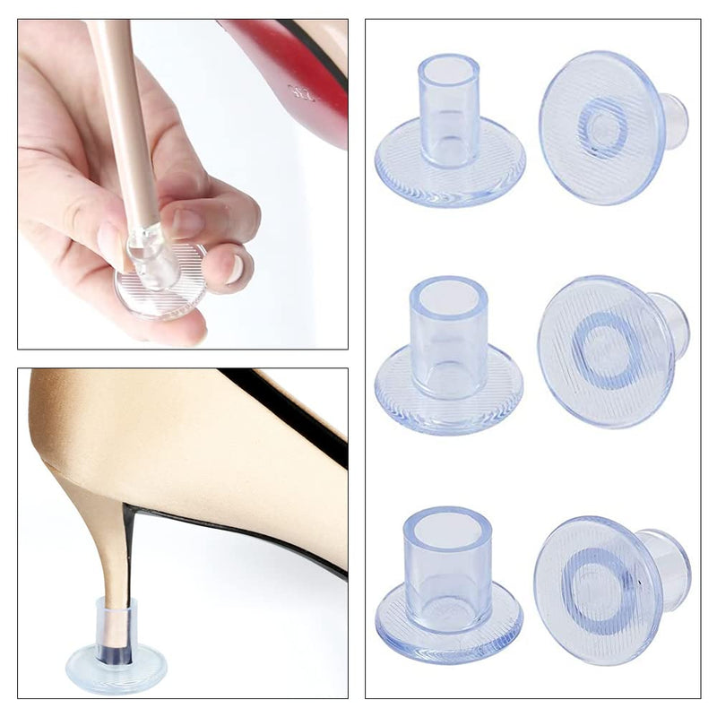 [Australia] - 6 Pairs Clear Heel Protectors High Heel Cap High Heel Protectors for Daily Use Wedding Formal Occasions Protecting Shoe Heels 