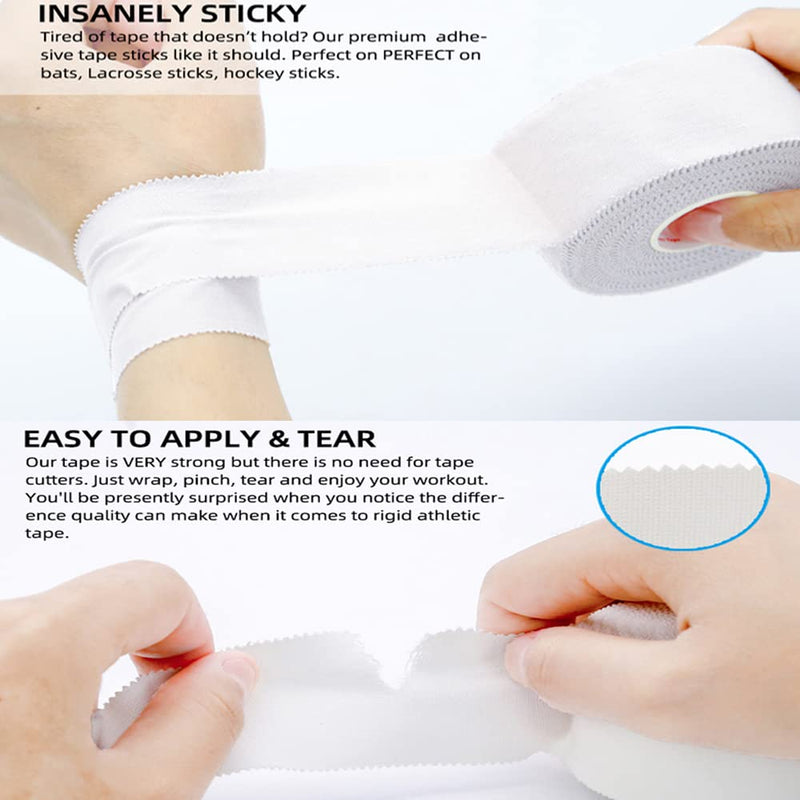 [Australia] - OBTANIM 4 Rolls White Athletic Sports Tapes No Sticky Residue - Latex Free Breathable Sports Tape for Athlete & Medical Trainers Gym Fitness Running Tennis Football, 2 Inch x 15Yard 