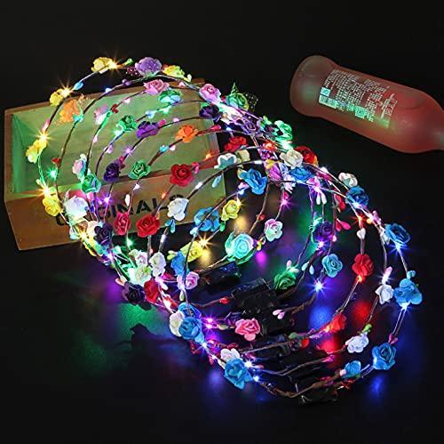 [Australia] - LED corolla, light up flower wreath headband, luminous 8 Led flower headwear for Christmas glowing parties 