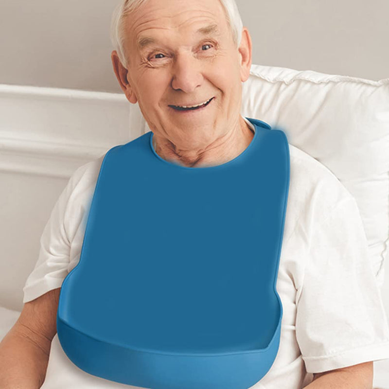 [Australia] - JINJIASUYISU Adult Bib Waterproof Clothing Protector Washable Silicone Adult Bib For Adults Seniors To Eat Prevent Soiling Of Clothes 