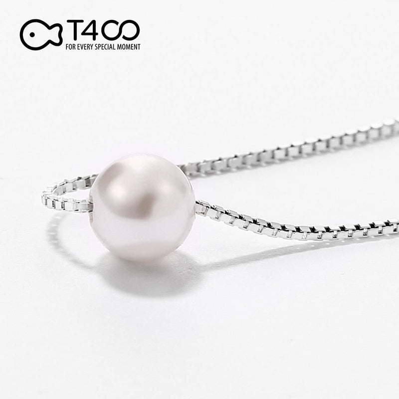 [Australia] - T400 925 Sterling Silver Freshwater Pearl Pendant Necklace and Drop Stud Earrings Christmas Gift for Women Girls Purity Style - Necklace 