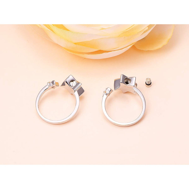 [Australia] - Ladytree S925 Sterling Silver Always in My Heart Cremation Urn Ring Star Memorial Ashes Keepsakes Open Finger Ring Jewelry for Women 6 