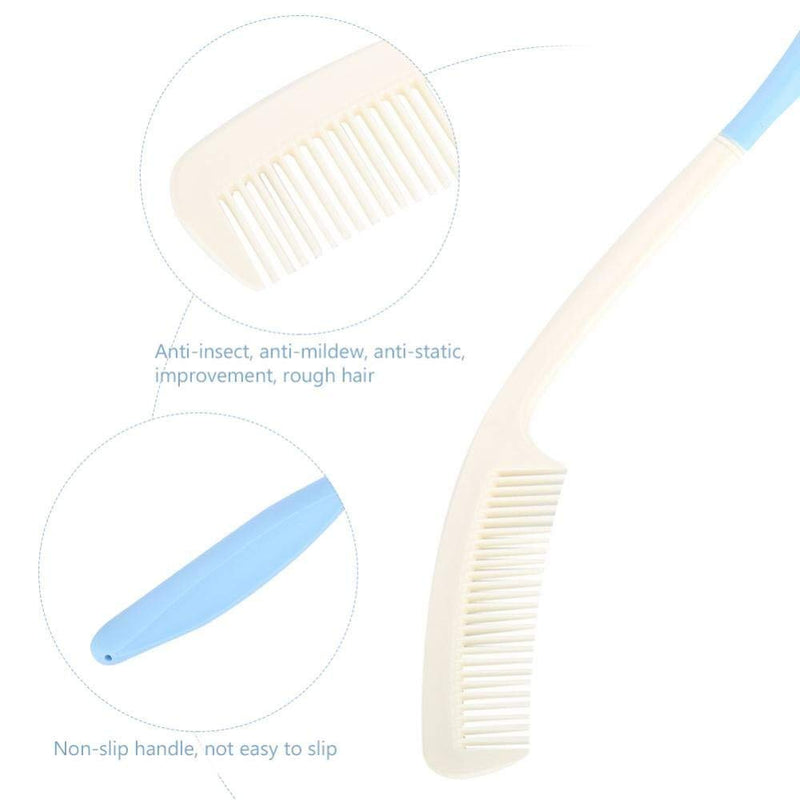 [Australia] - Long Handle Soft Comb and Brush, Long Handled Comb and Brush Set Long Handle Comb Hair Brush Anti-Slip Ergonomic Long Comb Reach(Comb) 