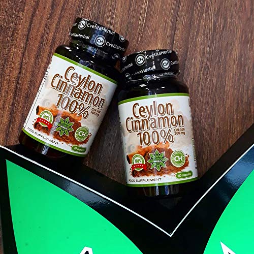 [Australia] - 100% Ceylon Cinnamon | 80 Capsules x 300 mg (40 Days Supply) | Premium Quality | Without Additives | High Absorption | Powerful Natural Antioxidant by Cvetita Herbal 