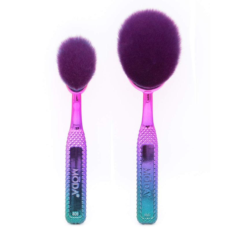 [Australia] - MODA Full Size Prismatic Precision Powder 2pc Oval Makeup Brush Set, Includes - Large Precision Powder, Small Precision Powder Brushes 