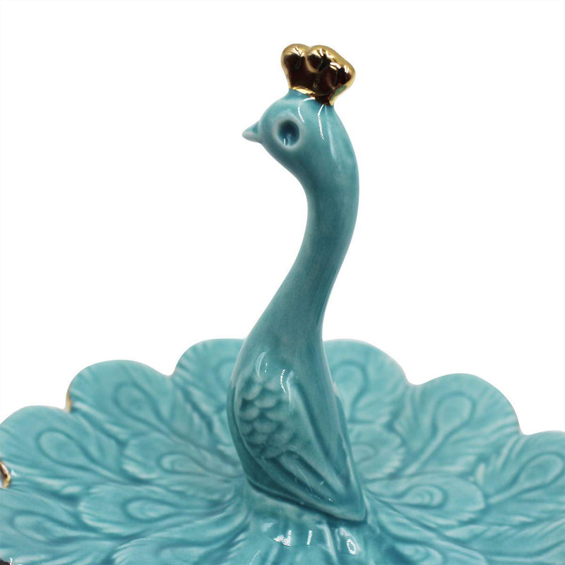 [Australia] - mossty Peacock Jewelry Tray Bathroom Ring Holder Porcelain Trinket Organizer Earrings Storage Case Gift for Birthday Christmas Wedding 