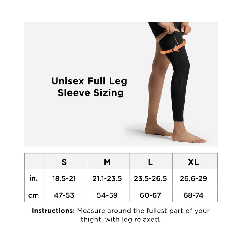 [Australia] - Tommie Copper Unisex Performance Compression Full Leg Sleeve - Black, Large 