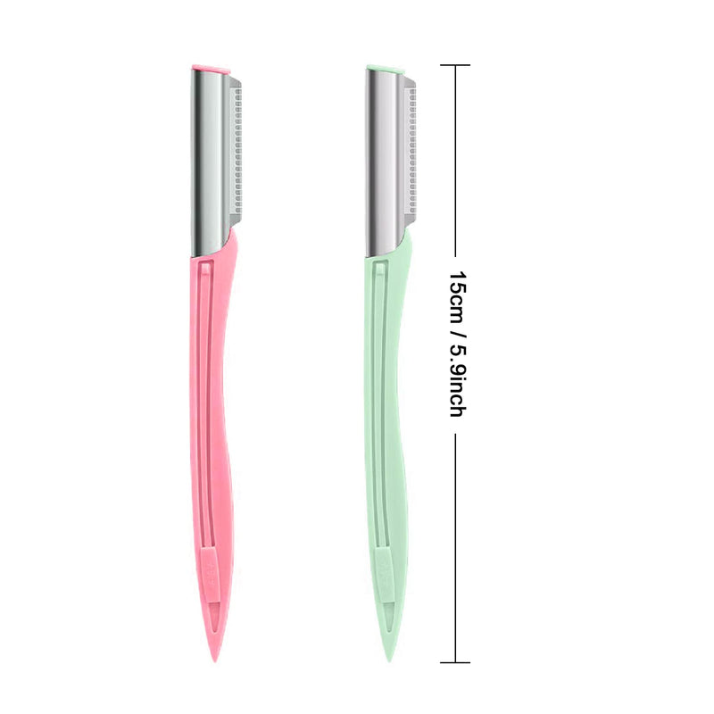 [Australia] - Eyebrow Razor for Women 6 Pieces, Facial Razor for Men with Cover, Hair Trimmer Face Razor, Multi Purpose Facial Hair Removal Blades Eyebrow Shaper Tool - Pink & Green 