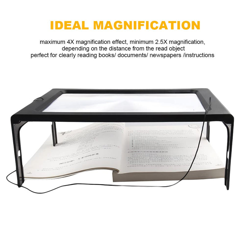 [Australia] - LED Page Magnifier with 12 LED Lights, 3X Large Full Page Magnifying Glass Reading Magnifier, Ideal for Reading Small Prints Low Vision Seniors with Aging Eyes 