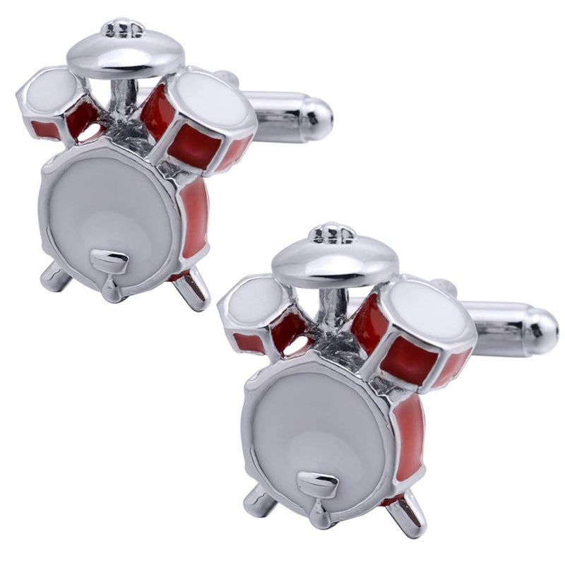 [Australia] - Drum Kit Music Shirt Silver Tie Clip and Cufflinks Set 