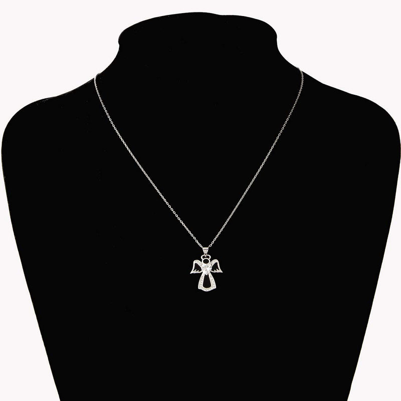 [Australia] - WUSUANED Guardian Angel Pendant Necklace Zircon Heart Jewelry for Women Girls guardian angel necklace 