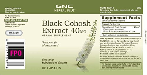 [Australia] - GNC Herbal Plus Black Cohosh Extract 40mg, 100 Capsules, Support for Menopause 