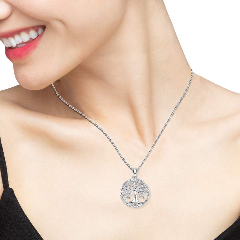 [Australia] - Aniu Silver Necklace for Women Girls, Family Tree of Life Sterling Silver Pendant with Fine Jewelry Gift Box, 18 Inches Chain for Wife Mom Grandma Girlfriend 