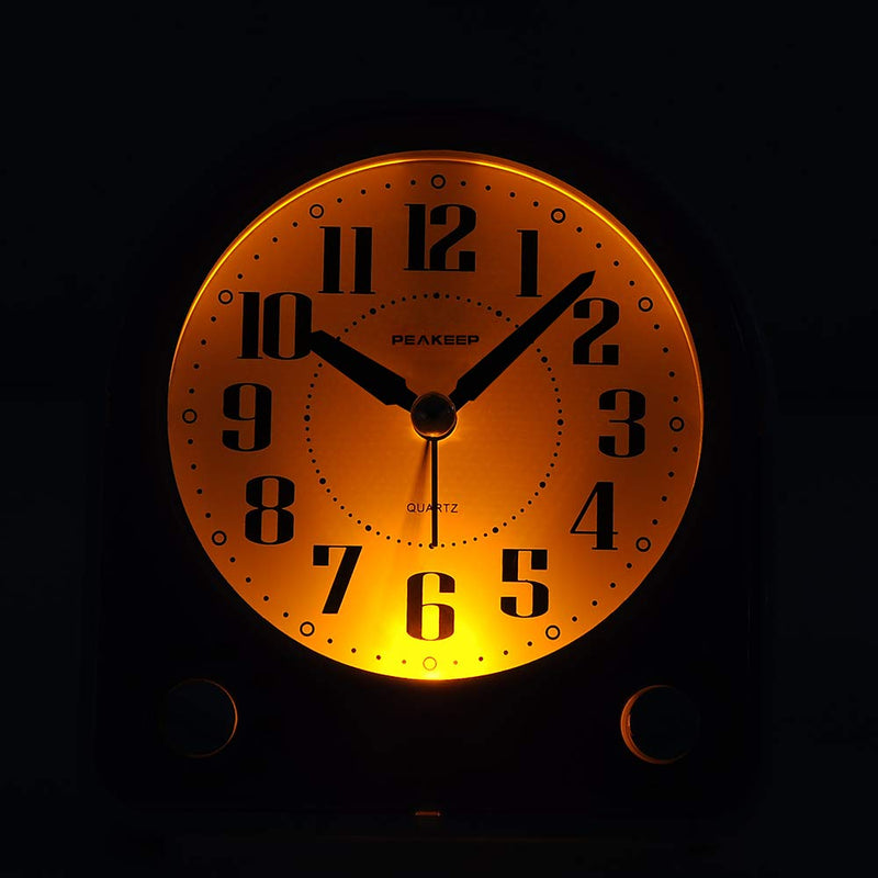 [Australia] - Peakeep Non-Ticking Silent Alarm Clock, Optional 7 Wake-up Sounds with Volume Control, Nightlight and Snooze, AA Battery Operated and Included (Green) Green 