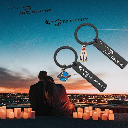 [Australia] - MAOFAED Couples Keychain I Love You to Infinity and Beyond Boyfriend Girlfriend Gift BFF Daughter Son Gift rocket planet blakc 