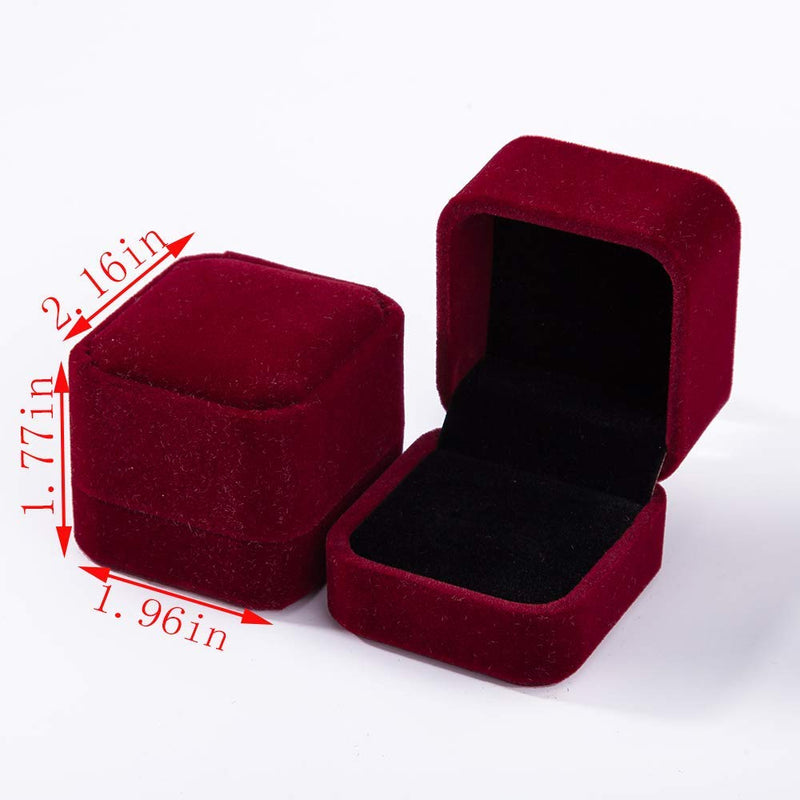 [Australia] - 2 Pack Velvet Ring Boxes, Earring Pendant Jewelry Case, Ring Earrings Gift Boxes, Jewellry Display (Wine, Ring Box) Wine 