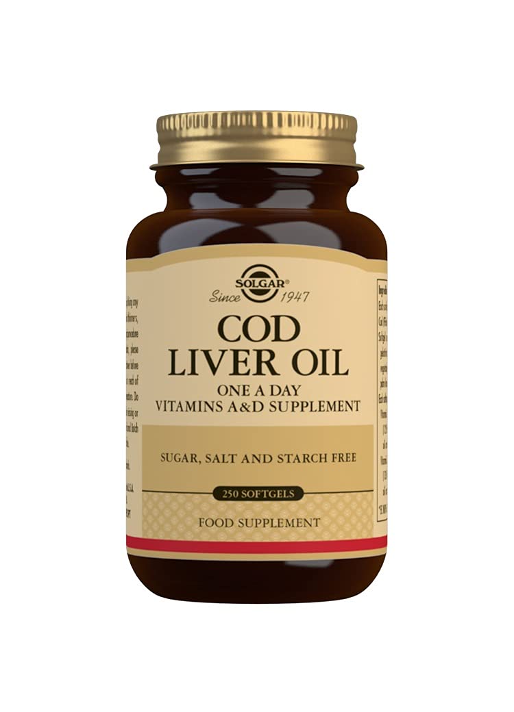 [Australia] - Solgar Cod Liver Oil Softgels - Pack of 250 - Premium Blend of Essential Fatty Acid - With Vitamins A & D - Supports brain, vision and heart health - Immunity Support - Gluten Free 