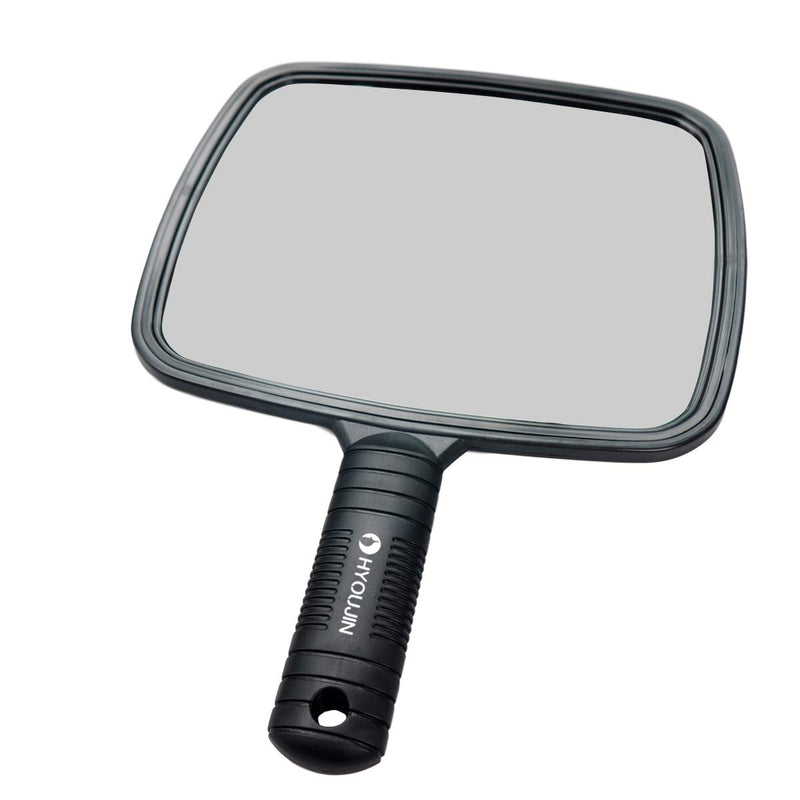 [Australia] - HYOUJIN Hairdressing Hand Mirror Professional Handheld Salon Barbers Hairdressers Paddle Mirror Tool with Handle Black 