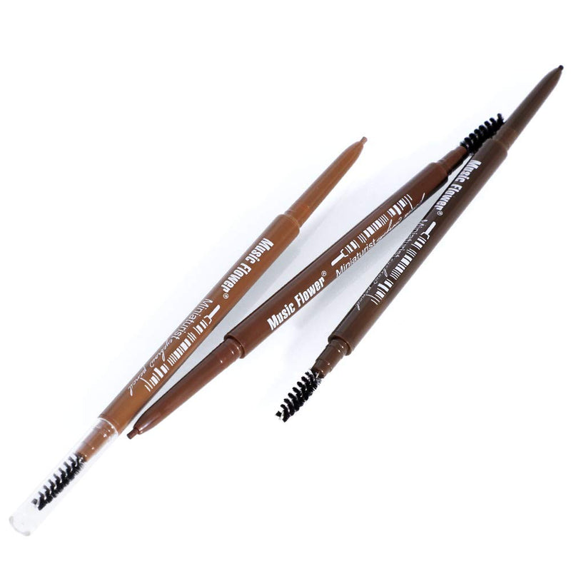 [Australia] - Music Flower Precise Micro Eyebrow Defining Pencil with Spoolie brush Deep Brown (1 Deep Brown) 1 Deep Brown 