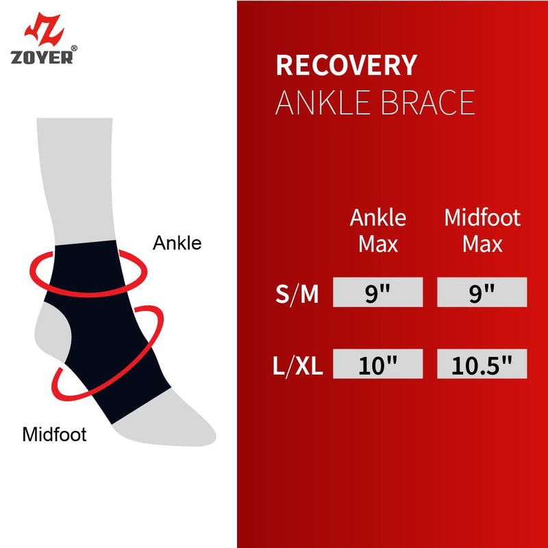 [Australia] - ZOYER USA Recovery Ankle Brace w/ Dual Spring Stabilizers for Men and Women, Breathable Neoprene, Open-Heel, Adjustable, Splint Flexion Resistance, Joint Stress Reduction & Rehabilitation (S/M) Small/Medium (Pack of 1) 
