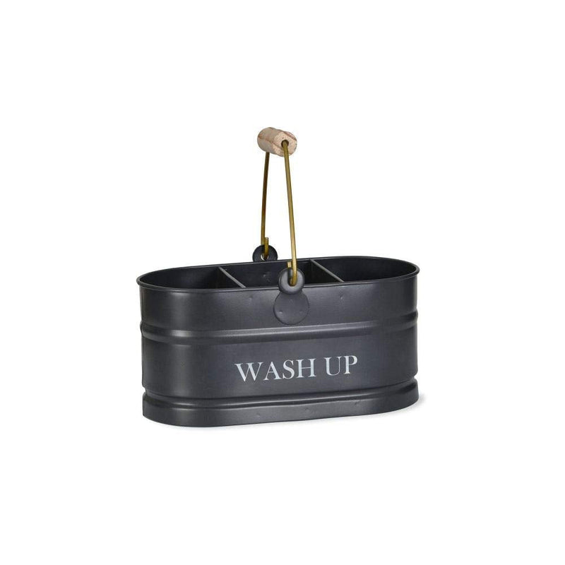 [Australia] - Garden Trading Wash Up Tidy Caddy Holder Shabby Chic with Rustic Wooden Handle in Carbon Steel Finish 