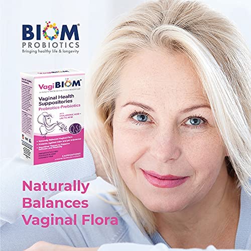 [Australia] - VagiBiom Lactobacillus Suppository (15 count) 3-in-1 Benefits- Microbiome Flora balance, Odor Control and Enhanced moisturization for vaginal dryness due to Menopause; Balance and Nourishes Healthy Lactobacillus Flora; Paraben-Free Preservative-Free, V... 