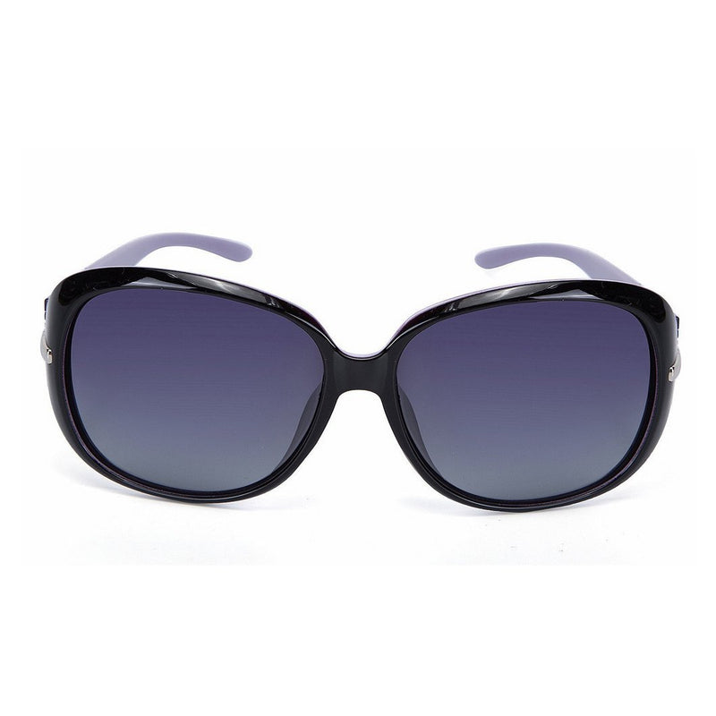 [Australia] - OYMI Women's Latest Style Oversized Polarised Sunglasses 100% UV Protection Set with Rhinestones Purple Frame Grey Lens 