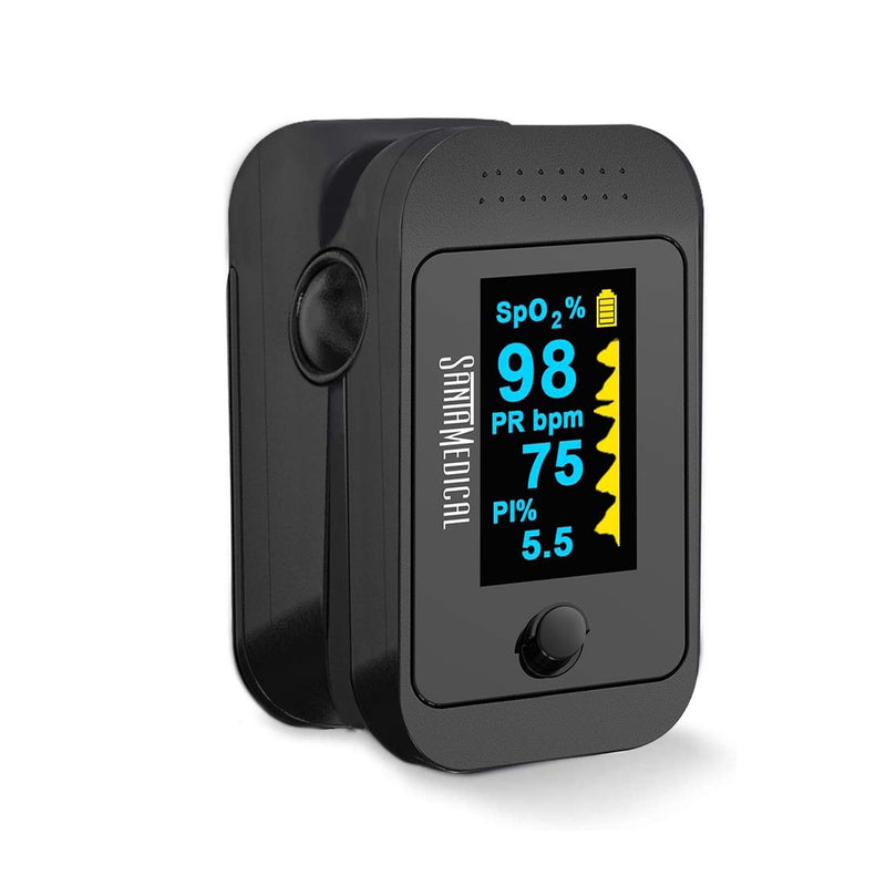 [Australia] - Santamedical Dual Color OLED Pulse Oximeter Fingertip, Blood Oxygen Saturation Monitor (SpO2) with Case, Batteries and Lanyard 